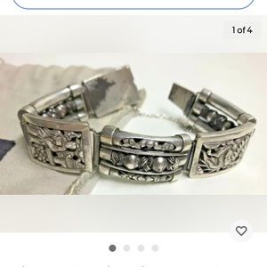 Vintage  Sterling Silver FRENCH INDONESIA Chunky Figures & More Bracelet